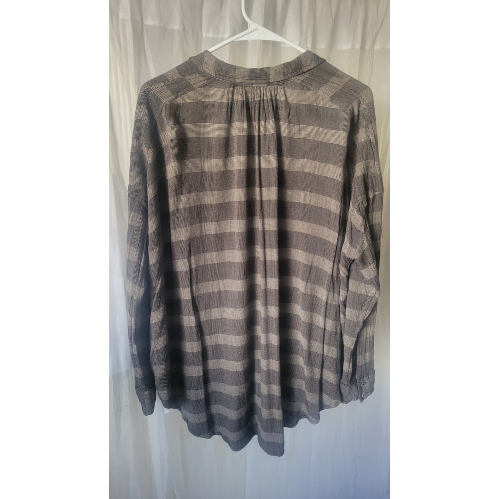 Free People Plaid Shirt Button down W/Pockets Oversized Size Small - Picture 2 of 8